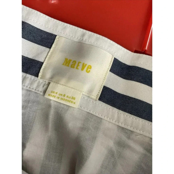 Anthropologie Maeve A Line Striped Midi Skirt Women Sz 4 Coastal Acedemia Preppy - Picture 8 of 11